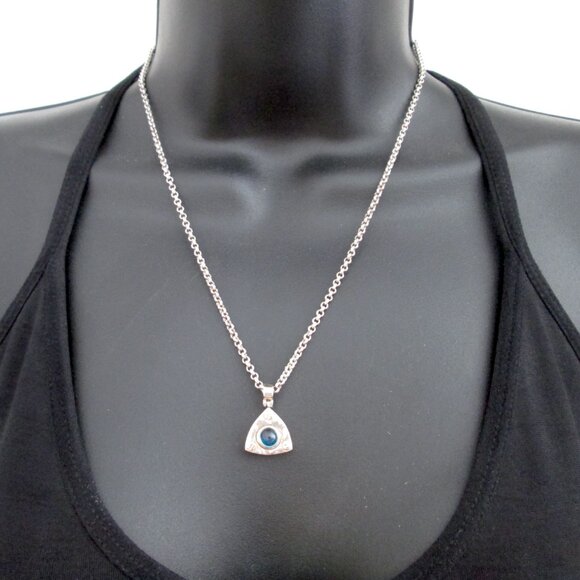 ✨💙 RARE IVAN DOBREN STERLING SILVER AND 14K GOLD BLUE TOPAZ PENDANT NECKLACE - Picture 2 of 16